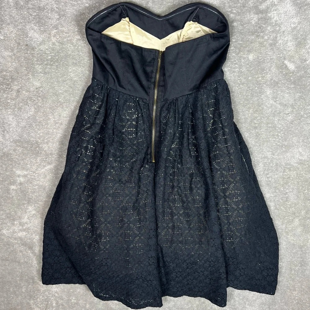 Anthropologie Dress Womens 2 Moulinette Soeurs Black Strapless Chic Lace Event - Picture 4 of 8